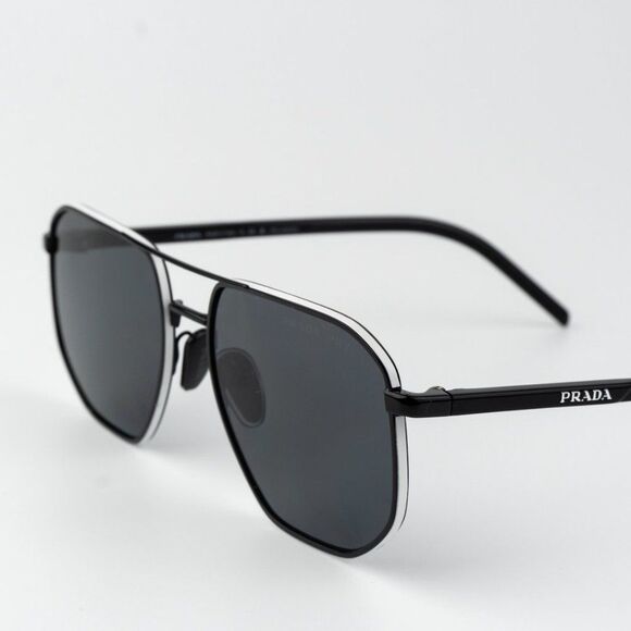 Prada Sunglasses Black Polarized Dark Grey Pilot PR59YS 1AB5Z1 BRAND NEW main image 9